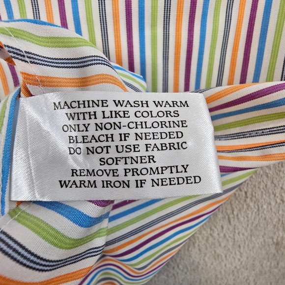 Neiman Marcus Shirt Men's Large Multicolor Striped Button Front 80's 2-Ply - Picture 8 of 9